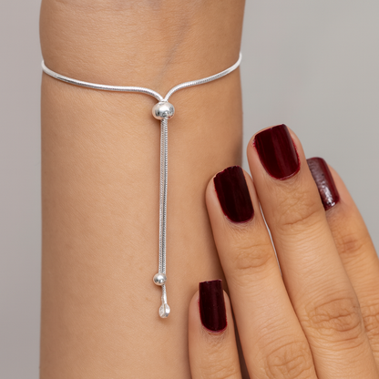 Minimalist Evil Eye Sterling Silver Bracelet