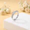 Silver Finish Adjustable Solitaire Ring with Sparkling Cubic Zirconia