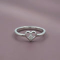 Elegant Heart Shape Diamond Accent Ring in Silver  Minimalist Love Ring for Women