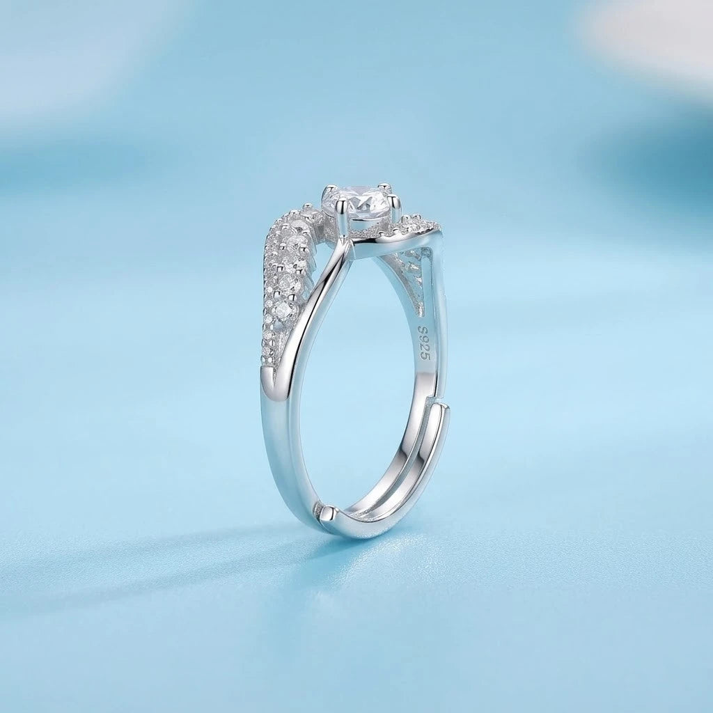 Elegant Infinity Solitaire CZ Ring for Women – Silver Plated Crystal Statement Ring