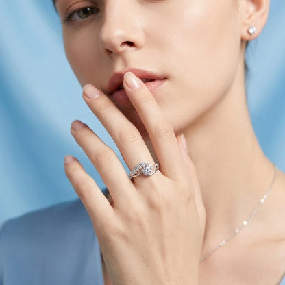Elegant Infinity Solitaire CZ Ring for Women – Silver Plated Crystal Statement Ring