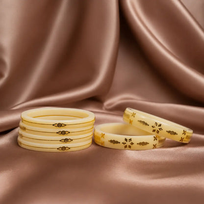 Elegant Bangles Set with Gold Floral Engraving – Traditional Designer Kada Set for Women