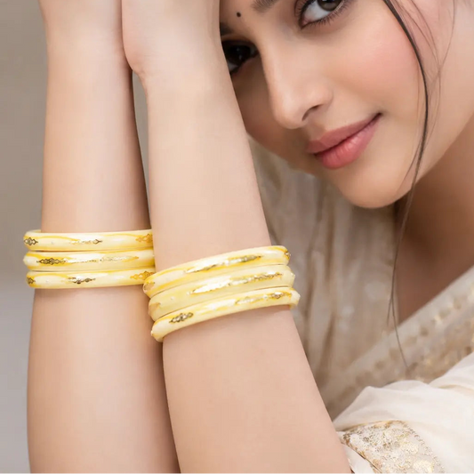 Elegant Bangles Set with Gold Floral Engraving – Traditional Designer Kada Set for Women