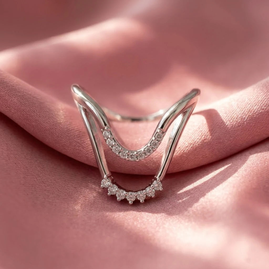 Elegant Open Wrap Ring – Silver Crystal Accent Ring