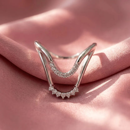 Elegant Open Wrap Ring – Silver Crystal Accent Ring
