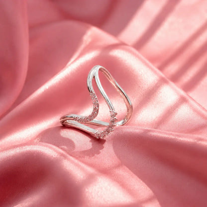 Elegant Open Wrap Ring – Silver Crystal Accent Ring