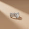 Elegant Oval Halo Multi-Layer Silver Ring
