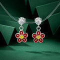 Elegant Red Flower Enamel Earrings for Girls & Women