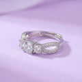 Elegant Three-Stone Cubic Zirconia Adjustable Silver Ring for Women