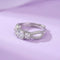 Elegant Three-Stone Cubic Zirconia Adjustable Silver Ring for Women