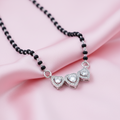 Elegant Triple Heart Charm Silver Mangalsutra