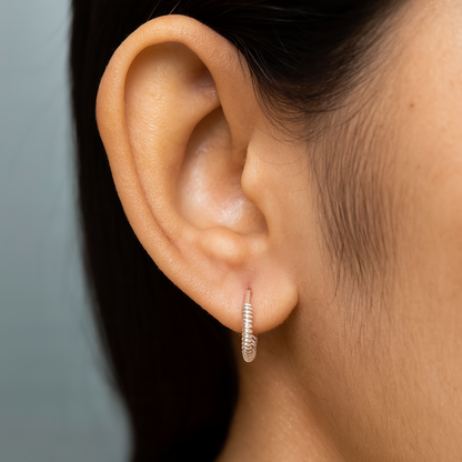 Elegant Coiled Design Silver Hoops