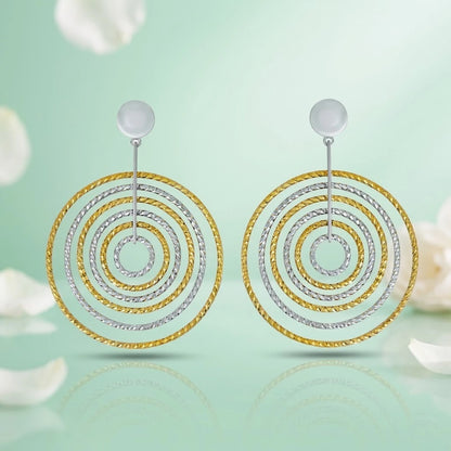 Elegant Dual-Tone Spiral Silver Drop Earrings