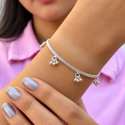 Elegant Ghungroo Charm Bracelet for Women – Silver & Gold Finish