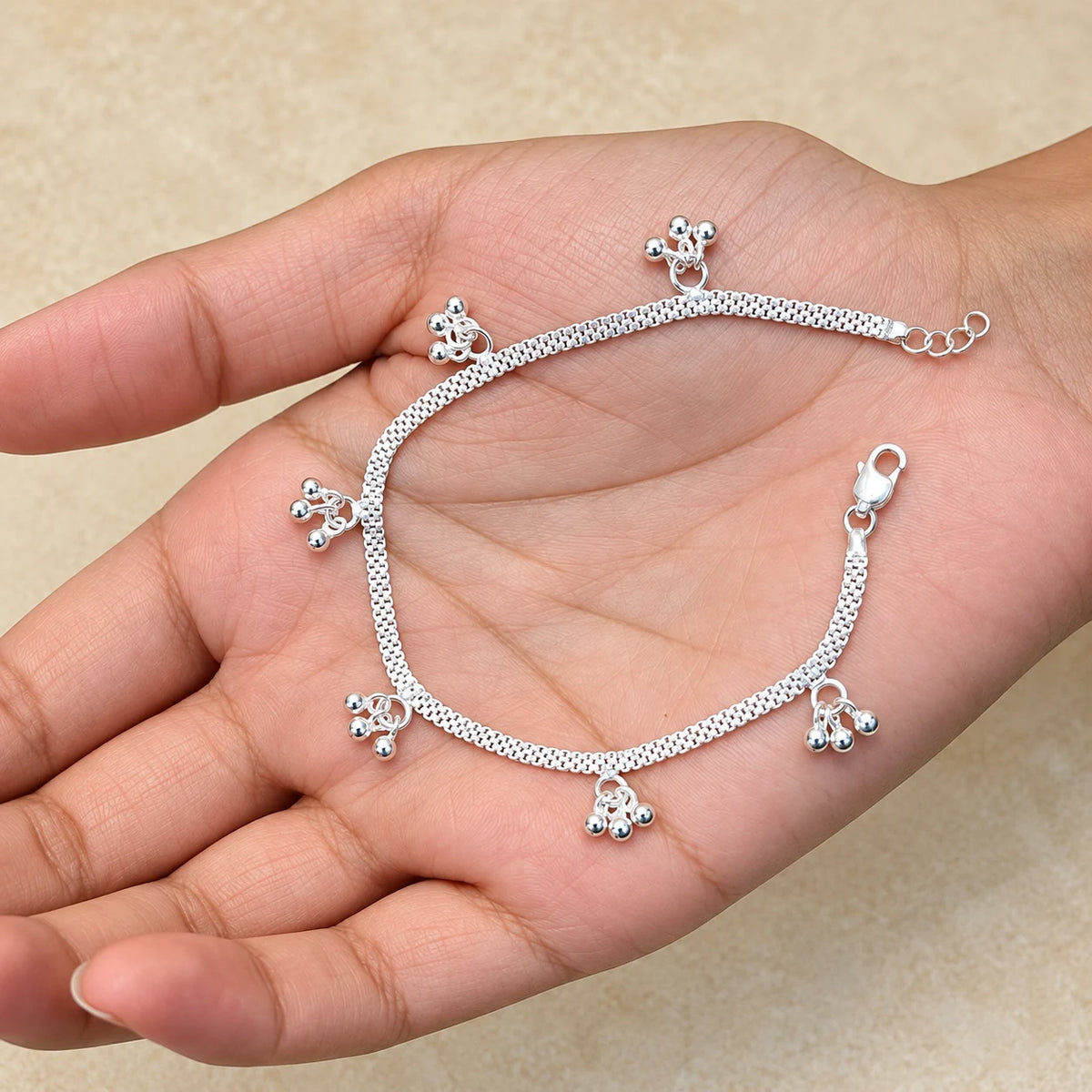 Elegant Ghungroo Charm Bracelet for Women – Silver & Gold Finish