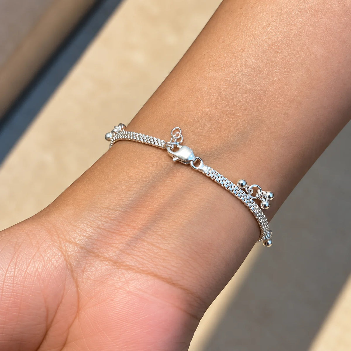 Elegant Ghungroo Charm Bracelet for Women – Silver & Gold Finish