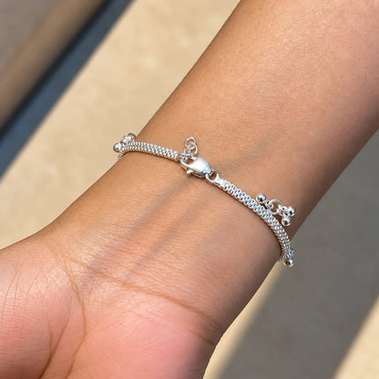 Elegant Ghungroo Charm Bracelet for Women – Silver & Gold Finish