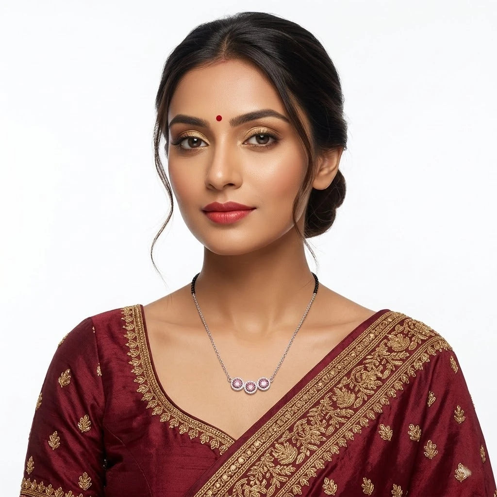 Elegant Mangalsutra Featuring a Beautiful Purple Gemstones