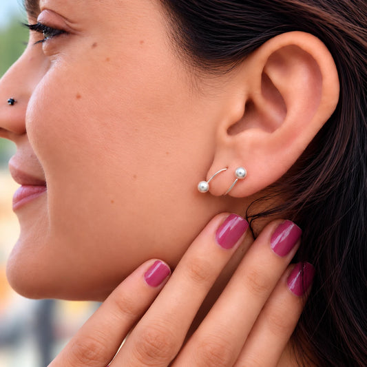 Elegant Minimalist Double Spiral Silver Earrings