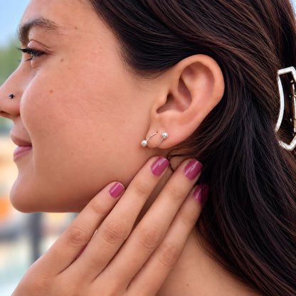 Elegant Minimalist Double Spiral Silver Earrings