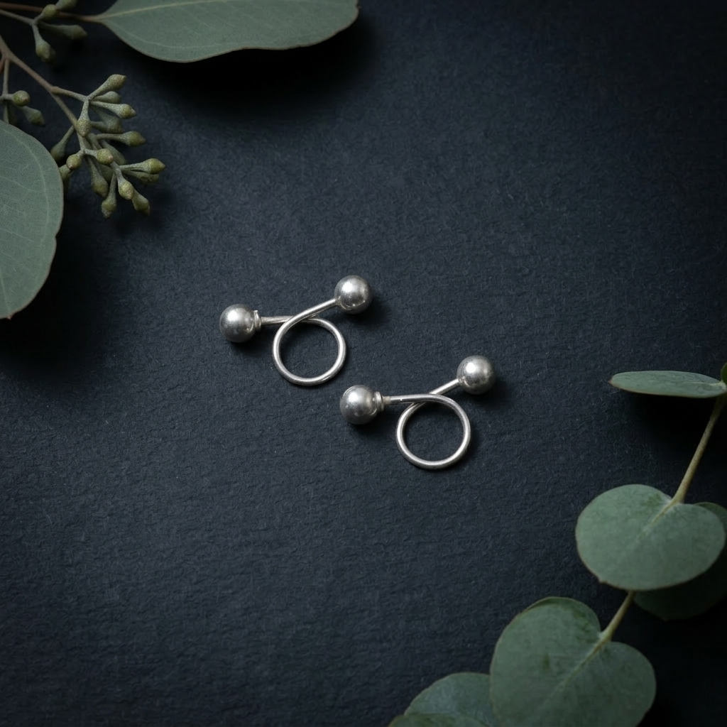 Elegant Minimalist Double Spiral Silver Earrings