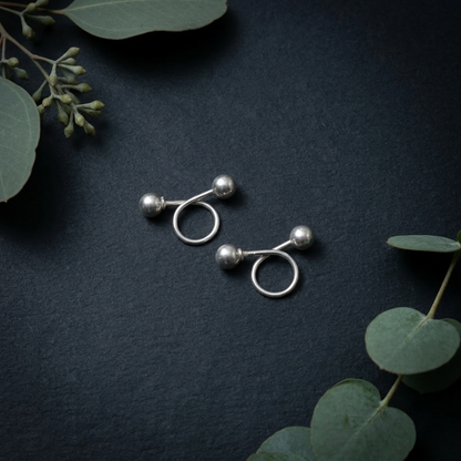 Elegant Minimalist Double Spiral Silver Earrings