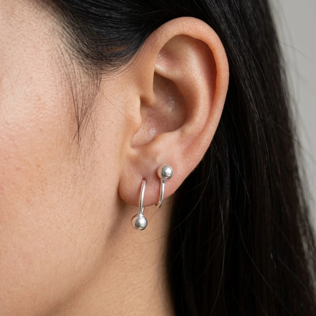 Elegant Minimalist Double Spiral Silver Earrings