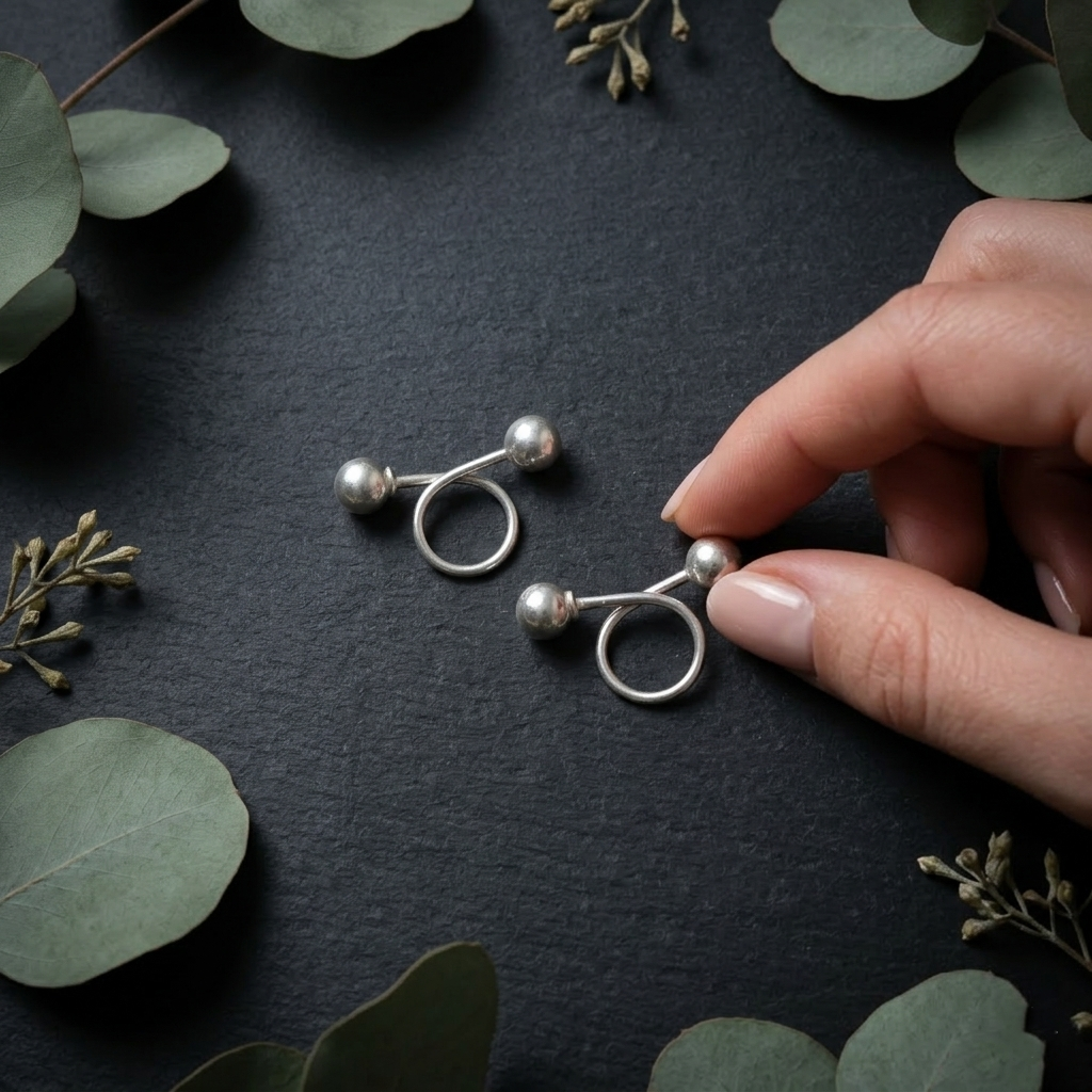 Elegant Minimalist Double Spiral Silver Earrings