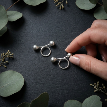 Elegant Minimalist Double Spiral Silver Earrings