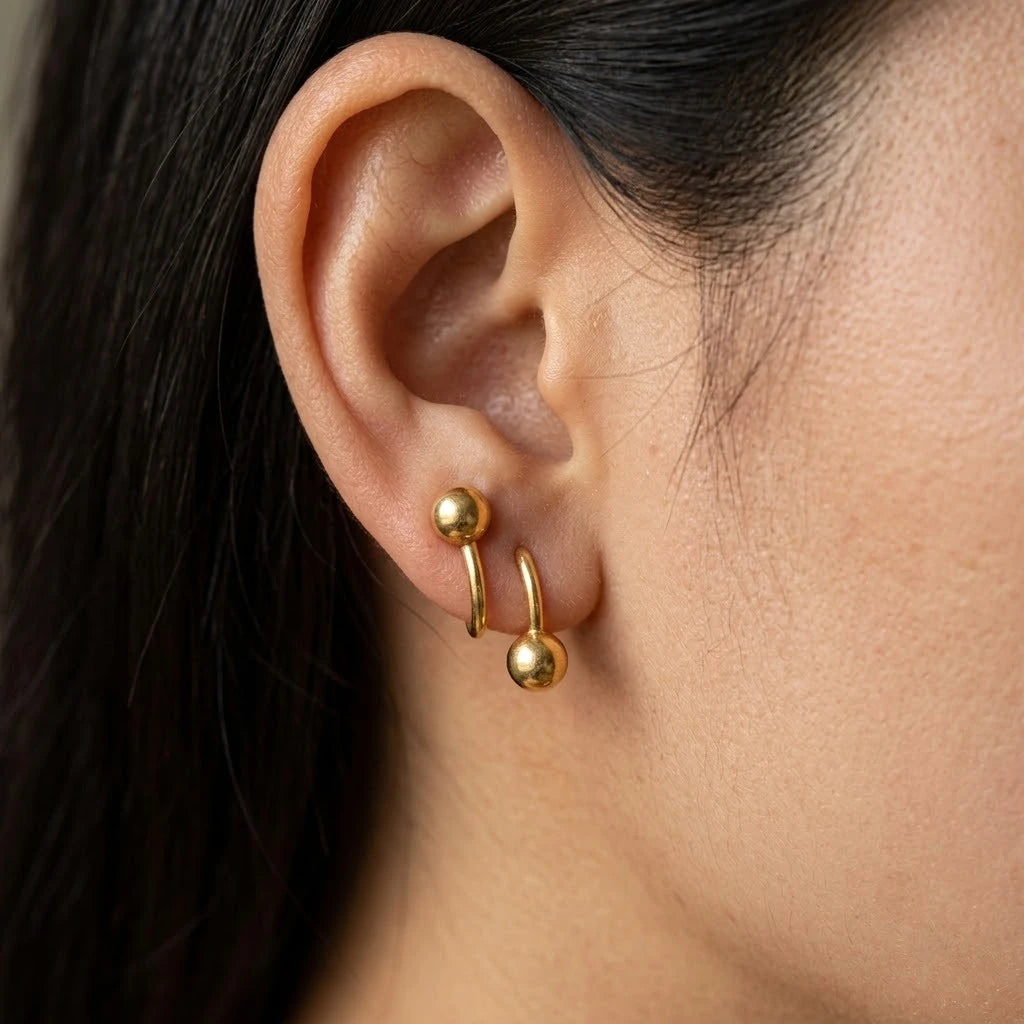 Elegant Minimalist Double Spiral Silver Earrings