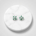 Elegant Silver Earrings with White & Green Stones
