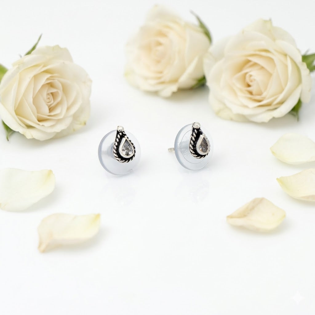 Elegant Silver Pearl Drops Earring