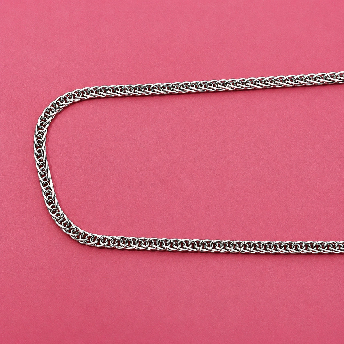 Elegant Silver Woven Link Chain Necklace for Women