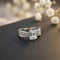 Emerald Cut Diamond Ring with Triple Pavé Band in White Gold