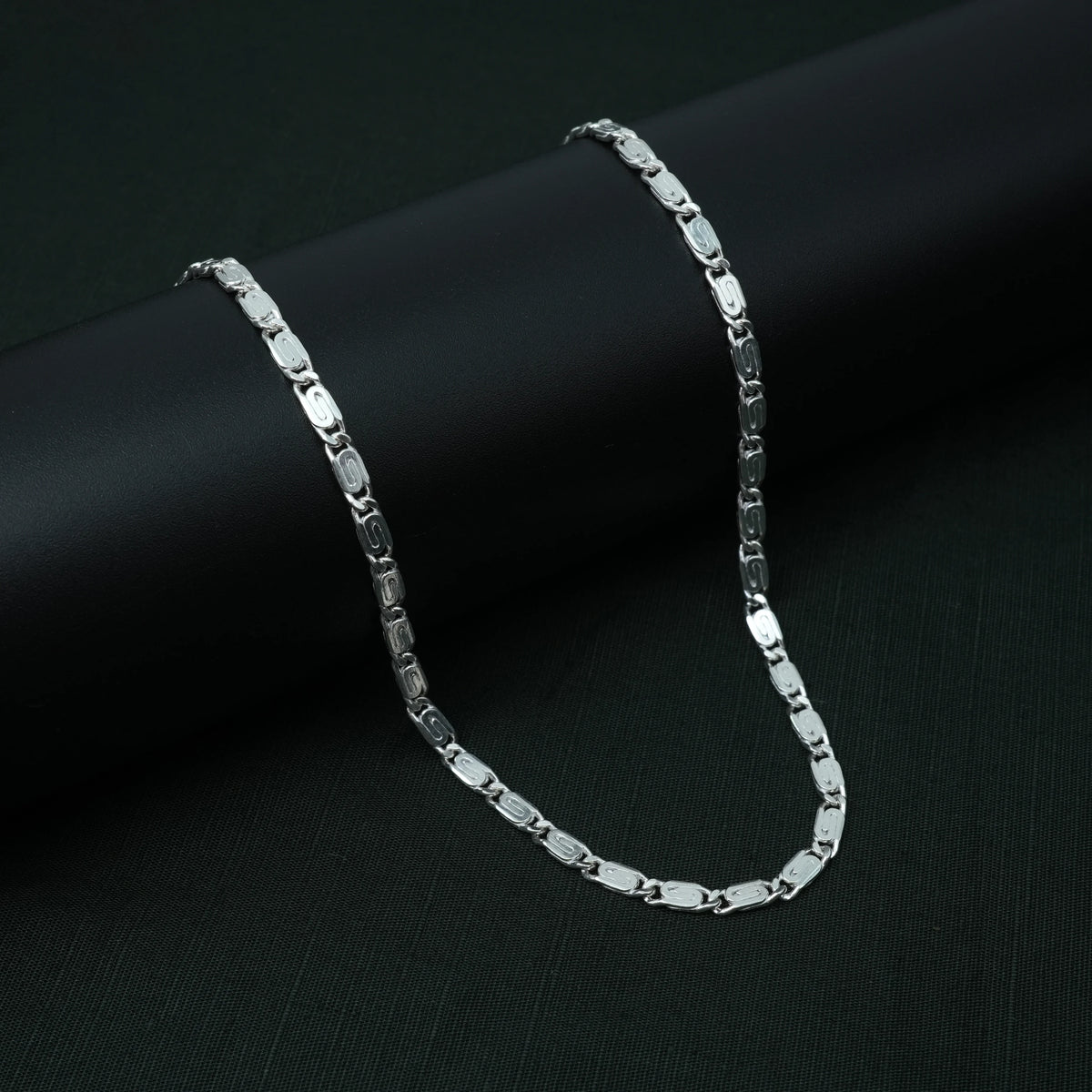 Engraved Link Silver Chain Sleek Boys
