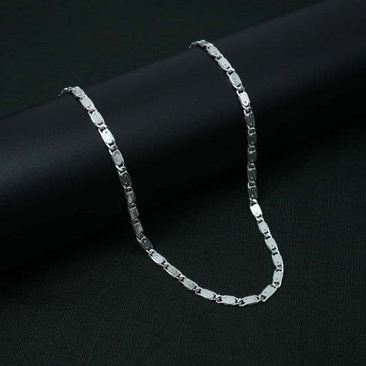 Engraved Link Silver Chain Sleek Boys
