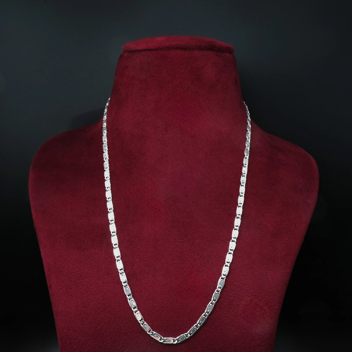Engraved Link Silver Chain Sleek Boys
