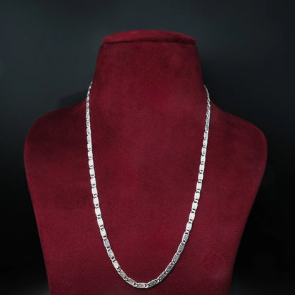 Engraved Link Silver Chain Sleek Boys
