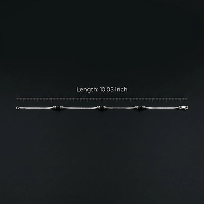 Everyday Wear Black Bud Silver Anklet