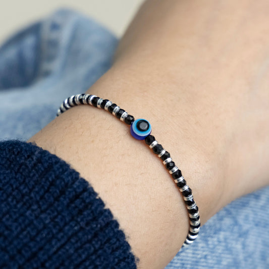 Evil Eye Protection Black Bead Bracelet Nazar Suraksha for women
