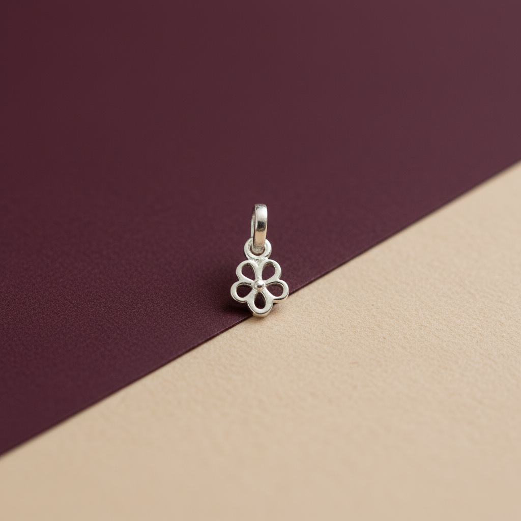 Floral Design Silver Pendant Charm