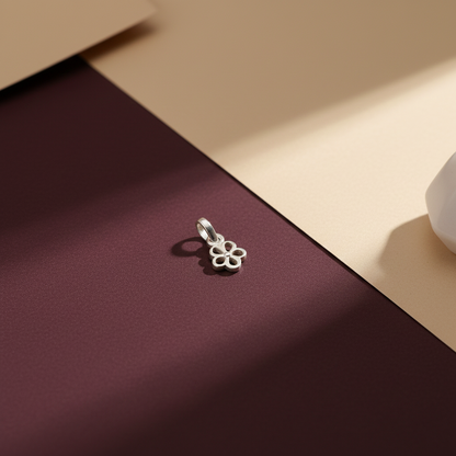 Floral Design Silver Pendant Charm