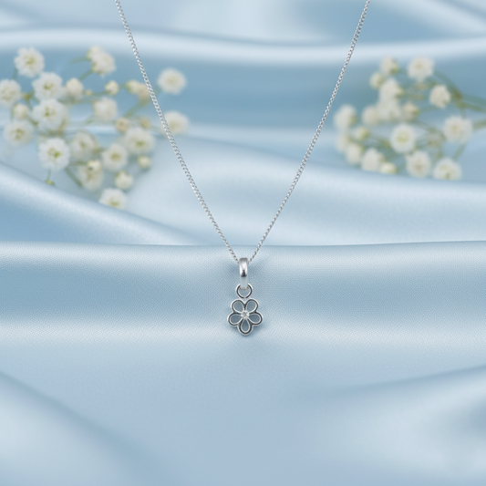 Floral Design Silver Pendant Charm