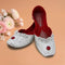 Flower Design Silver Jutti with Red Stone in Front
