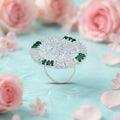 Flower Design Silver Ring with Gemstones