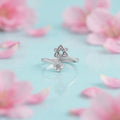 Flower and Heart Design Silver Ring For Girls