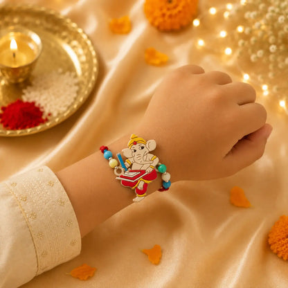 Lord Ganesha Rakhi with colorful beads for brother