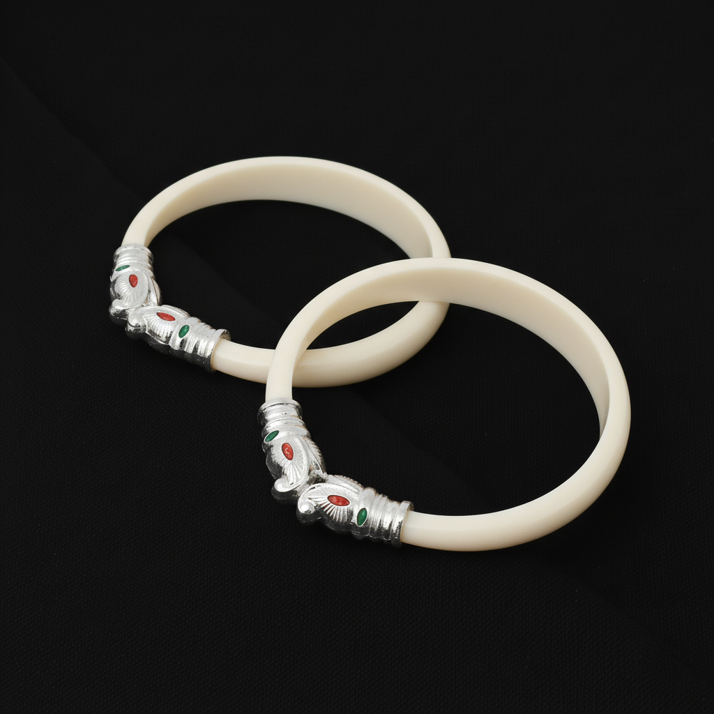 Premium Gajmukh Silver Bangles Multi-Color Edition