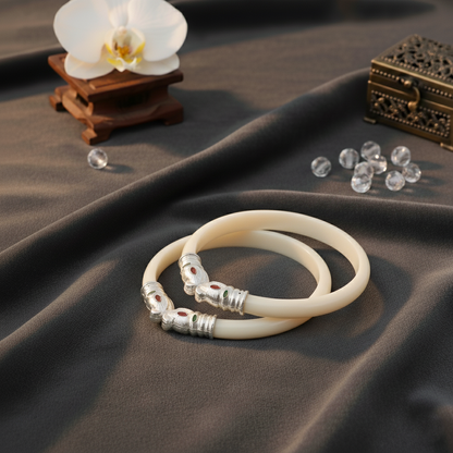 Premium Gajmukh Silver Bangles Multi-Color Edition