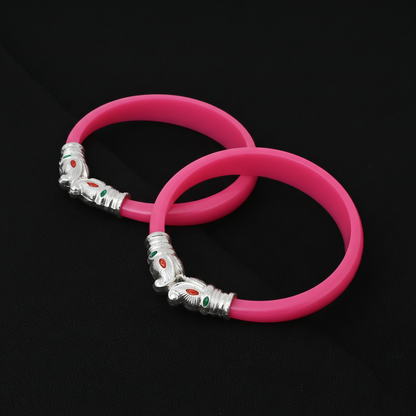 Premium Gajmukh Silver Bangles Multi-Color Edition